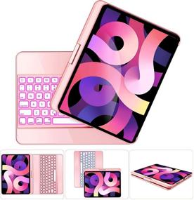 img 1 attached to GreenLaw iPad Pro 11 2021 Case with Keyboard: 360° Rotatable, 3-Zone 7 Color Backlight - Rose Gold