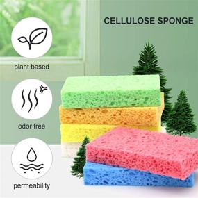 img 2 attached to 🧽 ARCLIBER Heavy Duty Cellulose Sponge 6 Pack - Scrub Tough Kitchen Messes Effortlessly, Scratch-Free Cleaning