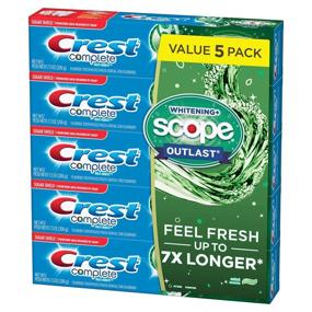 img 1 attached to 🦷 Crest Complete Whitening + Scope Mint Outlast Toothpaste (7.3oz, Pack of 5): Powerful Whitening with Long-Lasting Minty Freshness