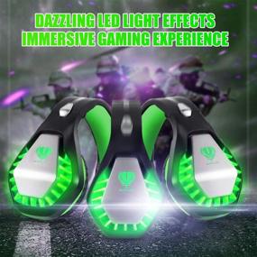 img 1 attached to 🎧 PACRATE 7.1 USB Stereo Gaming Headset with Microphone LEDs, Wired Over-Ear Headphones for Kids and Adults (Black/Green)