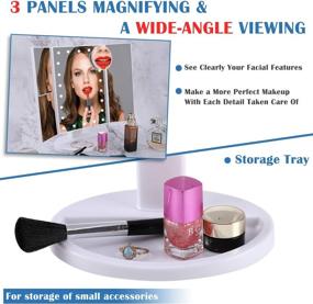 img 1 attached to 💄 LED Trifold Makeup Mirror with Touch Screen Light Control, HD Portable Vanity Mirror with 22 Lights, Dual Power Supply, 1x/2x/3x/10X Magnification – Ideal for Makeup Artists and Beauty Enthusiasts