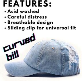 img 3 attached to 🧢 Stylish Light Acid Washed Distressed Jean Hat with Adjustable Clip for Universal Fit