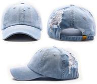 🧢 stylish light acid washed distressed jean hat with adjustable clip for universal fit logo