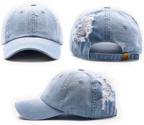 img 4 attached to 🧢 Stylish Light Acid Washed Distressed Jean Hat with Adjustable Clip for Universal Fit