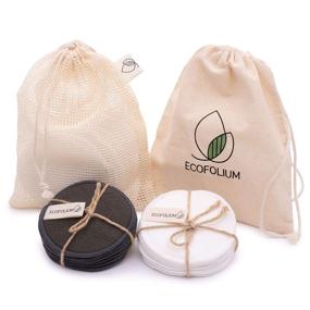 img 4 attached to 🌿 Ecofolium Reusable Makeup Remover Pads: 14 Organic Bamboo Cotton Rounds with Laundry Bag and Travel Bag - 3-Layer Bamboo Cotton Knitting and Bamboo Charcoal Pads
