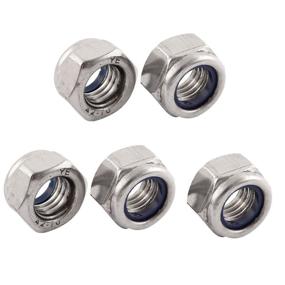 img 1 attached to 5pcs uxcell M12x1.75mm Metric Stainless Steel Nylon Insert Lock Hex Nuts for Secure Fastening