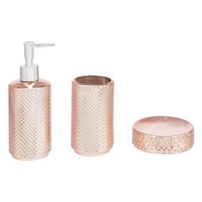 img 4 attached to 🛁 Amazon Basics Gold Ceramic Bathroom Accessories Set - Stylish and Durable 3-Piece Collection