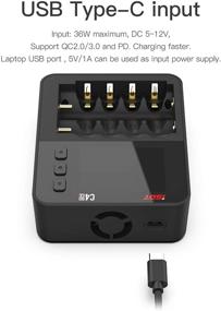 img 1 attached to 🔋 Black ISDT C4 EVO Smart Battery Charger with Type-C QC3.0 Output for AA AAA Li-ion Battery featuring IPS Display Screen and Fire Prevention Material
