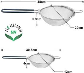 img 2 attached to 🧦 Newline NY Premium Double Stainless Steel Fine Mesh Strainers- 2 pcs Set with Soft-touch Anti-slip Silicone-coated Handle