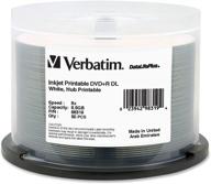 📀 verbatim dvd+r dl 8.5gb 8x datalifeplus white inkjet printable, hub printable - pack of 50, spindle - 98319 logo