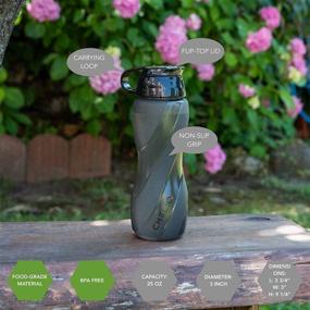 img 1 attached to Cheliq 25 oz Water Bottle with Ergonomic Handle - Food Grade Plastic, Flip-Top Lid, Leak-Proof & BPA Free - Neptune/Gray