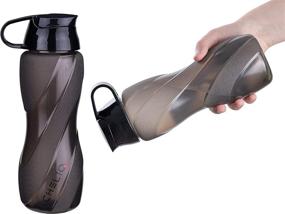 img 2 attached to Cheliq 25 oz Water Bottle with Ergonomic Handle - Food Grade Plastic, Flip-Top Lid, Leak-Proof & BPA Free - Neptune/Gray