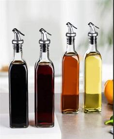 img 3 attached to Glass Olive Oil Dispenser Bottle Set - 17oz, Non-Drip Spout, Clear - Ideal Kitchen Cooking Oil and Vinegar Cruet Set (Pack of 4)