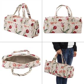 img 2 attached to Red Flower Knitting Bag - Household Fabric 🌺 Yarn Storage Tote Organizer for Sewing Tools and Accessories (#2)