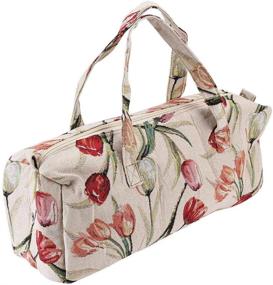 img 4 attached to Red Flower Knitting Bag - Household Fabric 🌺 Yarn Storage Tote Organizer for Sewing Tools and Accessories (#2)