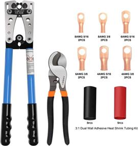 img 3 attached to 🔌 Sanuke Battery Cable Wire Lug Crimping Tool for AWG 8-1/0 with Cable Cutter, 12PCS Lugs Tubular Ring Terminal Connectors, and 10PCS 3:1 Dual Wall Adhesive Heat Shrink Tubing