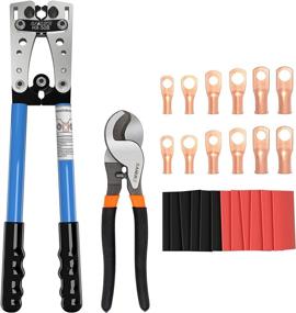 img 4 attached to 🔌 Sanuke Battery Cable Wire Lug Crimping Tool for AWG 8-1/0 with Cable Cutter, 12PCS Lugs Tubular Ring Terminal Connectors, and 10PCS 3:1 Dual Wall Adhesive Heat Shrink Tubing