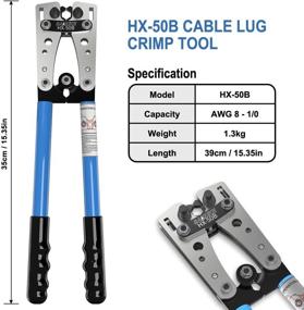img 2 attached to 🔌 Sanuke Battery Cable Wire Lug Crimping Tool for AWG 8-1/0 with Cable Cutter, 12PCS Lugs Tubular Ring Terminal Connectors, and 10PCS 3:1 Dual Wall Adhesive Heat Shrink Tubing