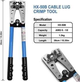 img 2 attached to 🔌 Инструмент для обжима кабельно-проводника Sanuke Battery Cable Wire Lug для AWG 8-1/0 с кабельными ножницами, 12 шт. Штыревыми кольцевыми терминальными соединителями и 10 шт. Трубчатой термоусадочной изоляцией с двойной стенкой 3:1 на клейкой основе.