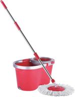 the revolution microfiber spin mop system: perfect floor cleaner for hardwood, tile, marble, and laminate - wet and dry usage, 360° spinning with 180° swivel action, machine washable logo