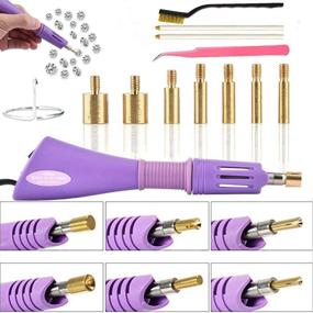 img 4 attached to 💎 7-in-1 Hotfix Applicator Rhinestone Wand Tool Kit with 7 Tips, 2 Pencils, and Tweezers - Perfect for Applying Hot Fix Rhinestones