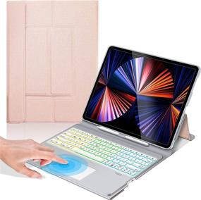 img 4 attached to 🌹 Rose Gold Keyboard Case with Touchpad for iPad Pro 12.9 5th Gen - Backlit Slim Folio Keyboard - Compatible with 4th/3rd Gen