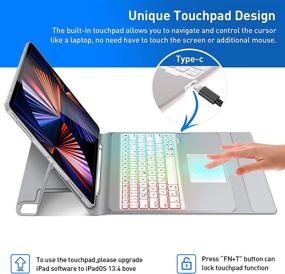 img 3 attached to 🌹 Rose Gold Keyboard Case with Touchpad for iPad Pro 12.9 5th Gen - Backlit Slim Folio Keyboard - Compatible with 4th/3rd Gen