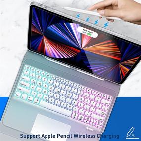 img 1 attached to 🌹 Rose Gold Keyboard Case with Touchpad for iPad Pro 12.9 5th Gen - Backlit Slim Folio Keyboard - Compatible with 4th/3rd Gen