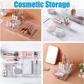 img 2 attached to 🗄️ 18-Piece Plastic Drawer Organizer Set for Bathroom, Vanity, Makeup, Jewellery, Kitchen Utensils, Office - Versatile Storage Bins in 5 Sizes