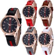 stylish cdybox wholesale 5 pack pu leather watch analog quartz wristwatches for fashionable women, men, and teens logo