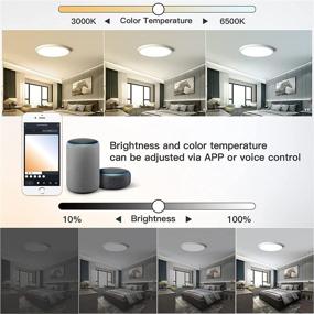 img 2 attached to Ocioc 12-inch Smart Ceiling Light Fixture - Slim Flush Mount, Alexa & Google Home Compatible, WiFi LED Ceiling Lights with RGB Lighting (24W) for Bedroom, Children's Room, Dining Room