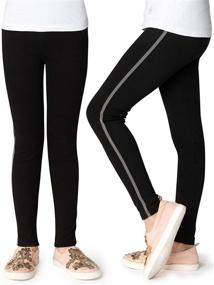 img 4 attached to Warm and Comfy Idlecat Girls' Leggings: 95% Cotton, Solid, Size 2-16