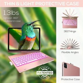 img 1 attached to 📱 2020 iPad Pro 11 Case with Keyboard, 10 Color Backlight, 360 Rotable Wireless Keyboard Case for iPad Pro 11 2020 2nd Gen/ 2018 1st Gen, 7 Modes, Slim Protective Cover with Apple Pencil Holder - Rose