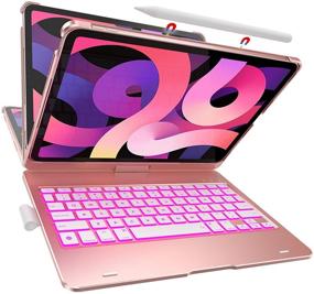 img 4 attached to 📱 2020 iPad Pro 11 Case with Keyboard, 10 Color Backlight, 360 Rotable Wireless Keyboard Case for iPad Pro 11 2020 2nd Gen/ 2018 1st Gen, 7 Modes, Slim Protective Cover with Apple Pencil Holder - Rose