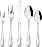 🍽️ premium 60-piece silverware set, haware stainless steel flatware service for 12 with pearled edge design - tableware cutlery bundle includes knife/fork/spoon - elegant beaded eating utensil for home - high-shine mirror polished finish - dishwasher safe logo