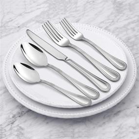 img 1 attached to 🍽️ Premium 60-Piece Silverware Set, HaWare Stainless Steel Flatware Service for 12 with Pearled Edge Design - Tableware Cutlery Bundle Includes Knife/Fork/Spoon - Elegant Beaded Eating Utensil for Home - High-Shine Mirror Polished Finish - Dishwasher Safe