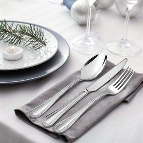 img 2 attached to 🍽️ Premium 60-Piece Silverware Set, HaWare Stainless Steel Flatware Service for 12 with Pearled Edge Design - Tableware Cutlery Bundle Includes Knife/Fork/Spoon - Elegant Beaded Eating Utensil for Home - High-Shine Mirror Polished Finish - Dishwasher Safe