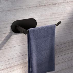 img 3 attached to 🖐️ VAEHOLD Hand Towel Holder: Wall Mounted Black Towel Rack - No Drilling Self Adhesive Hanger - SUS 304 Stainless Steel Brushed Finish for Bathroom or Kitchen
