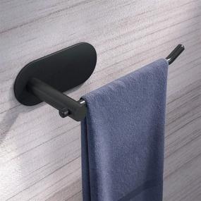 img 4 attached to 🖐️ VAEHOLD Hand Towel Holder: Wall Mounted Black Towel Rack - No Drilling Self Adhesive Hanger - SUS 304 Stainless Steel Brushed Finish for Bathroom or Kitchen
