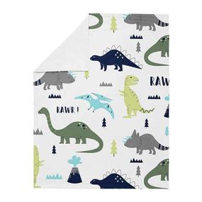 img 3 attached to 🦕 Modern Dino Mod Dinosaur Baby Boy Receiving Security Swaddle Blanket by Sweet Jojo Designs - Ideal for Newborns or Toddlers, Nursery, Car Seat, Stroller - Soft Minky Material in Blue, Green, and Grey