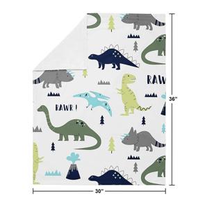 img 1 attached to 🦕 Modern Dino Mod Dinosaur Baby Boy Receiving Security Swaddle Blanket by Sweet Jojo Designs - Ideal for Newborns or Toddlers, Nursery, Car Seat, Stroller - Soft Minky Material in Blue, Green, and Grey