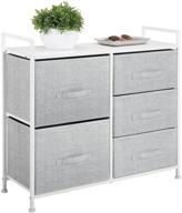 large standing organizer chest - mdesign storage dresser with 5 removable fabric bins for bedroom, office, living room, and closet - gray/white logo