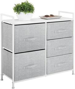 img 4 attached to Large Standing Organizer Chest - mDesign Storage Dresser with 5 Removable Fabric Bins for Bedroom, Office, Living Room, and Closet - Gray/White