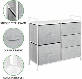 img 2 attached to Large Standing Organizer Chest - mDesign Storage Dresser with 5 Removable Fabric Bins for Bedroom, Office, Living Room, and Closet - Gray/White