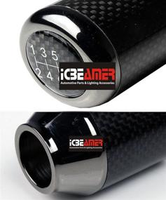img 3 attached to 🔥 Premium ICBEAMER Silver Aluminum & Real Carbon Fiber Shift Knob - Manual Stick Sifter for 5 6 Speed Patterns
