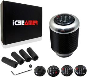 img 4 attached to 🔥 Premium ICBEAMER Silver Aluminum & Real Carbon Fiber Shift Knob - Manual Stick Sifter for 5 6 Speed Patterns