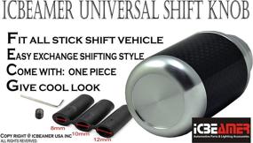 img 1 attached to 🔥 Premium ICBEAMER Silver Aluminum & Real Carbon Fiber Shift Knob - Manual Stick Sifter for 5 6 Speed Patterns