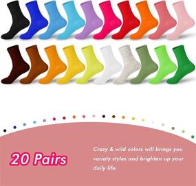 img 3 attached to 🧦 Kimteny Women's Socks, Pack of 20 Pairs: Solid Color Crew Socks, Colorful Lightweight Cotton Athletic Socks