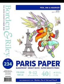 img 1 attached to 📝 Borden & Riley #234 Paris Paper for Pens Pad 9x12 - 108 lb, 40 White Sheets (1 Pad)