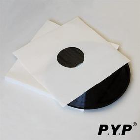 img 2 attached to 📦 100-Pack of Premium 12" White Polylined Kraft Paper Inner Sleeves for 33RPM LP Vinyl Record Albums - P.Y.P Protect You Play